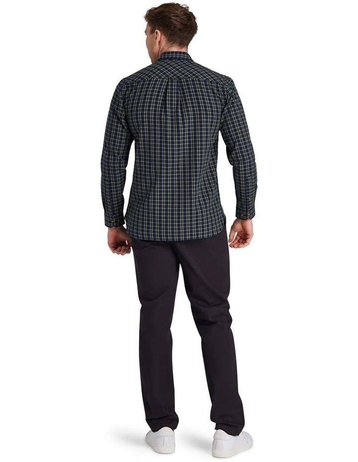 Track Chest Brushed Cotton Twill Long Sleeve Shirt Navy image 2