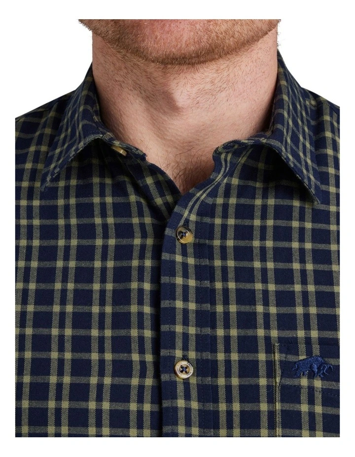 Track Chest Brushed Cotton Twill Long Sleeve Shirt Navy image 4