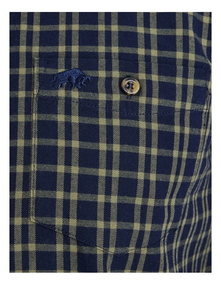 Track Chest Brushed Cotton Twill Long Sleeve Shirt Navy image 5