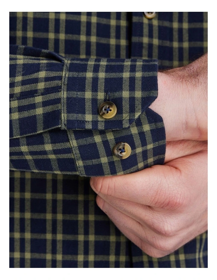 Track Chest Brushed Cotton Twill Long Sleeve Shirt Navy image 6