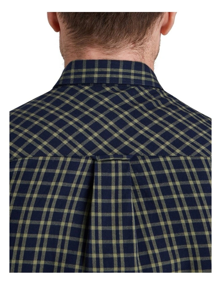 Track Chest Brushed Cotton Twill Long Sleeve Shirt Navy image 7