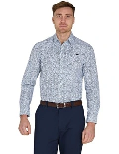 Floral Cotton Poplin Long Sleeve Shirt in Sky Blue