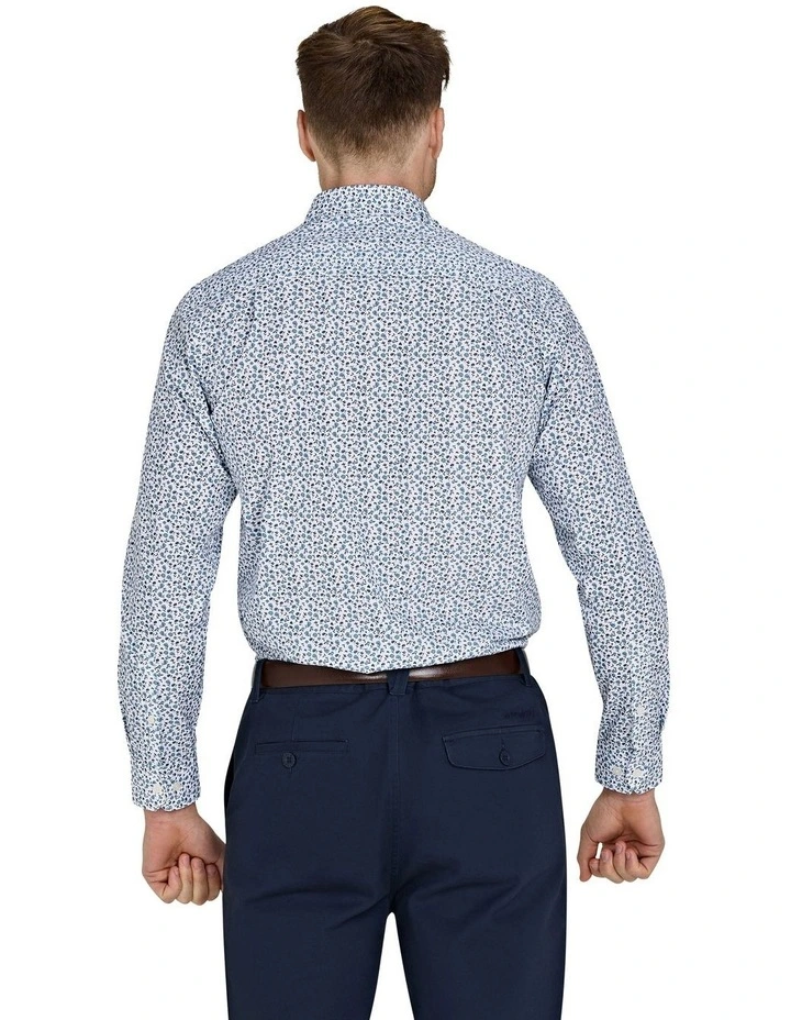 Floral Cotton Poplin Long Sleeve Shirt in Sky Blue image 2