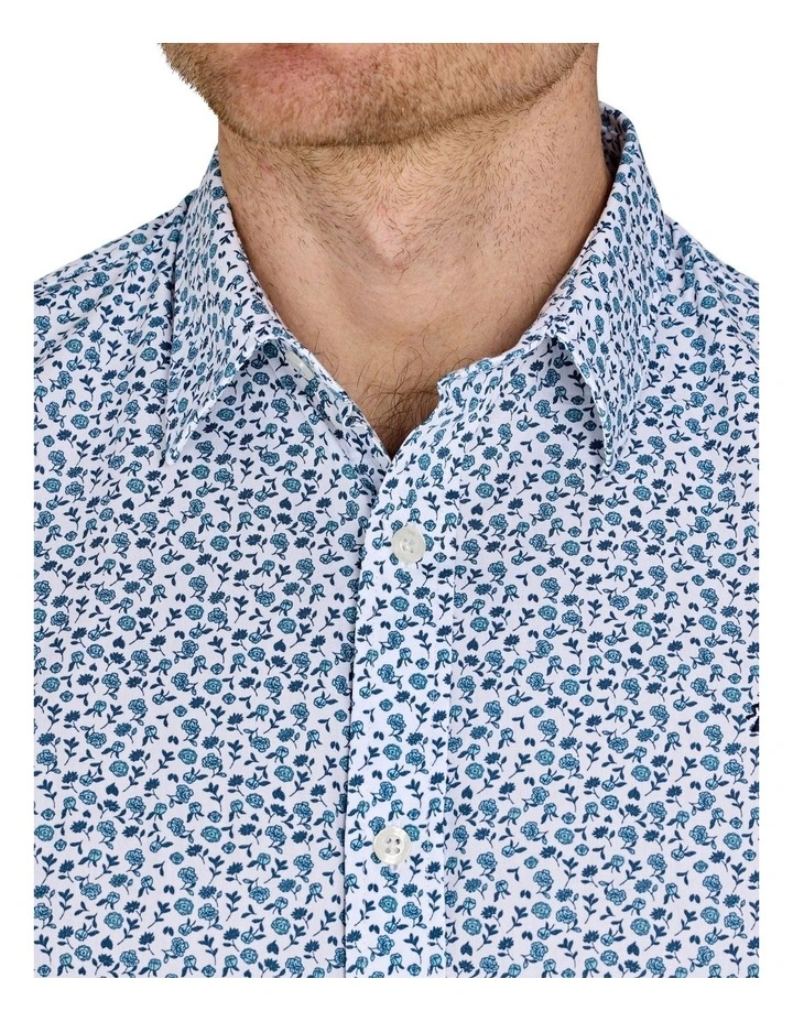 Floral Cotton Poplin Long Sleeve Shirt in Sky Blue image 4