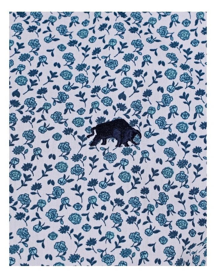 Floral Cotton Poplin Long Sleeve Shirt in Sky Blue image 5