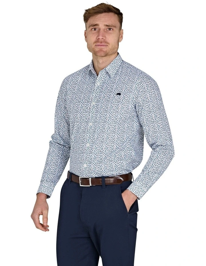 Floral Cotton Poplin Long Sleeve Shirt in Sky Blue image 7
