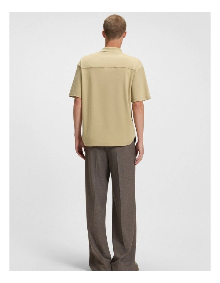 Dubilo Zip Polo Shirt in Medium Beige image 2