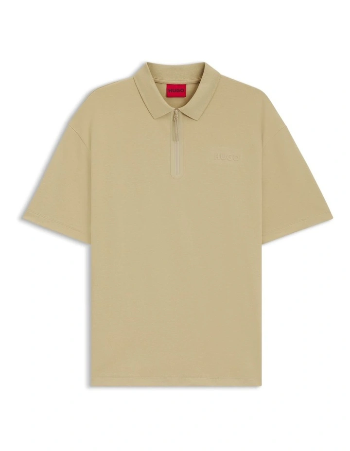 Dubilo Zip Polo Shirt in Medium Beige image 5