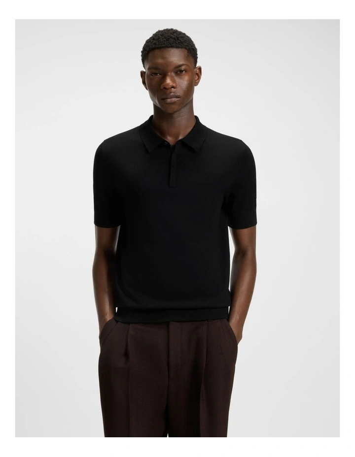 San Peter Knit Polo in Black image 1