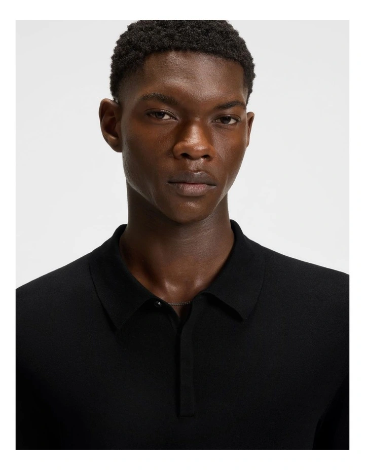 San Peter Knit Polo in Black image 3