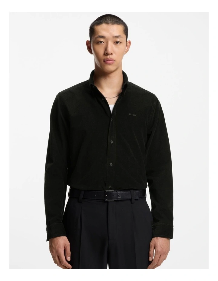 Epazo Cord Long Sleeve Shirt in Black image 1