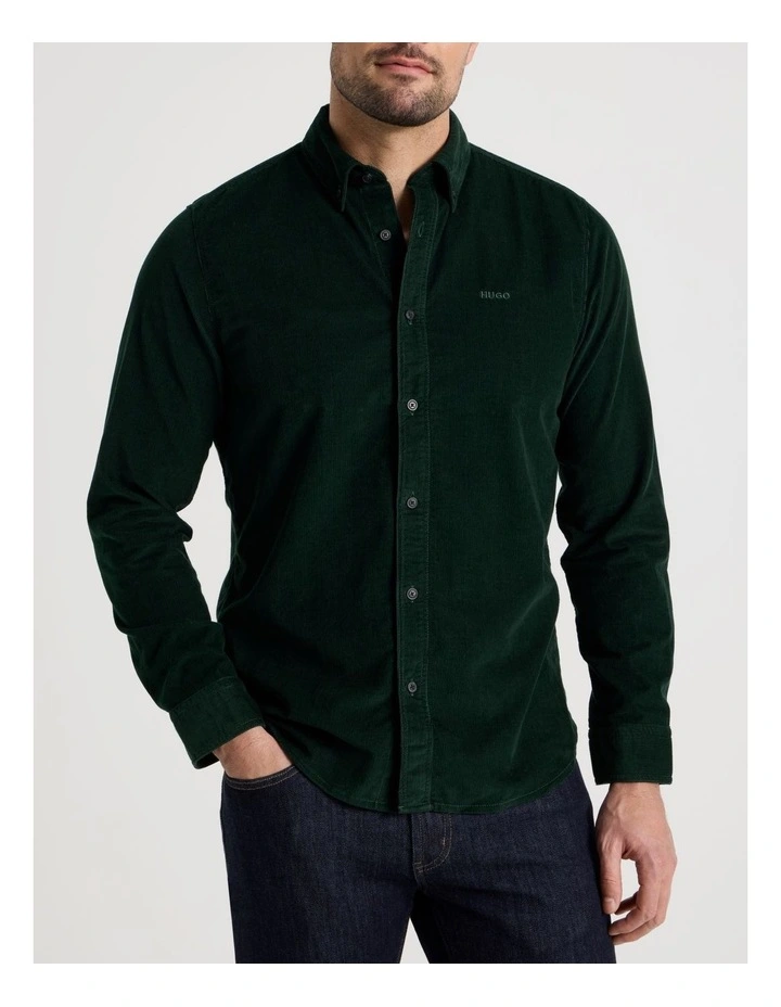 Epazo Cord Long Sleeve Shirt  Open Green image 1