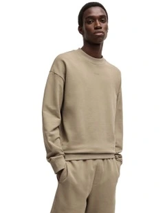 Dapo Crew Neck Sweat Top in Medium Brown