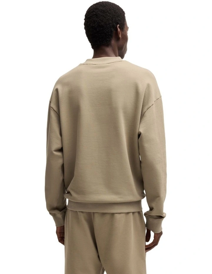 Dapo Crew Neck Sweat Top in Medium Brown image 2