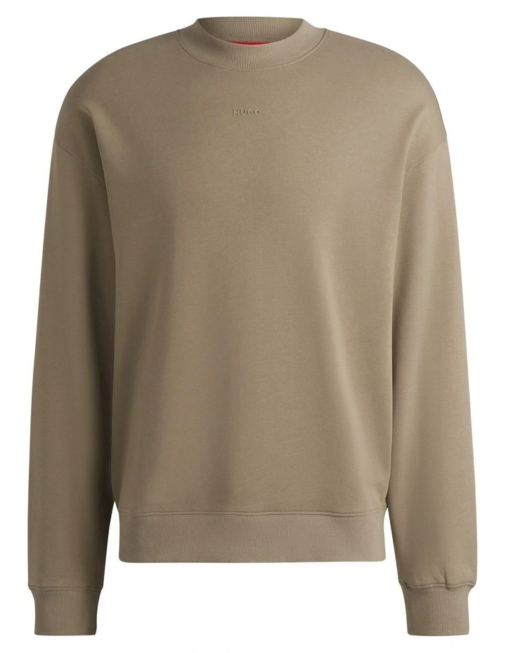 Dapo Crew Neck Sweat Top in Medium Brown image 5