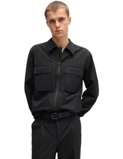 Eselio Seersucker Jacket in Black