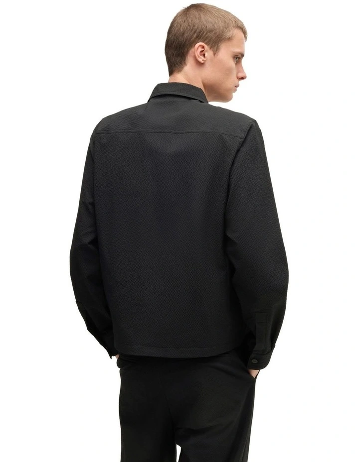 Eselio Seersucker Jacket in Black image 2