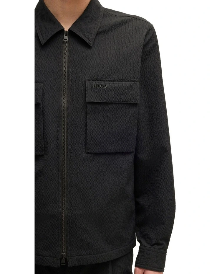 Eselio Seersucker Jacket in Black image 3
