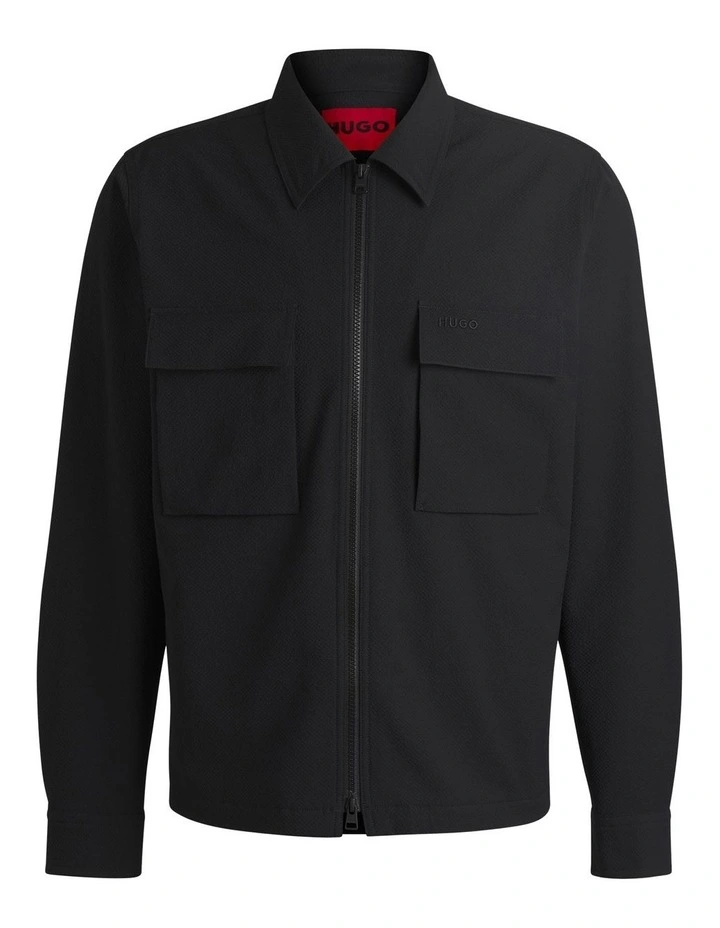 Eselio Seersucker Jacket in Black image 5