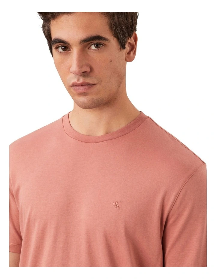 Supima Chest Emb Crewneck Tee in Sunset Rose image 3