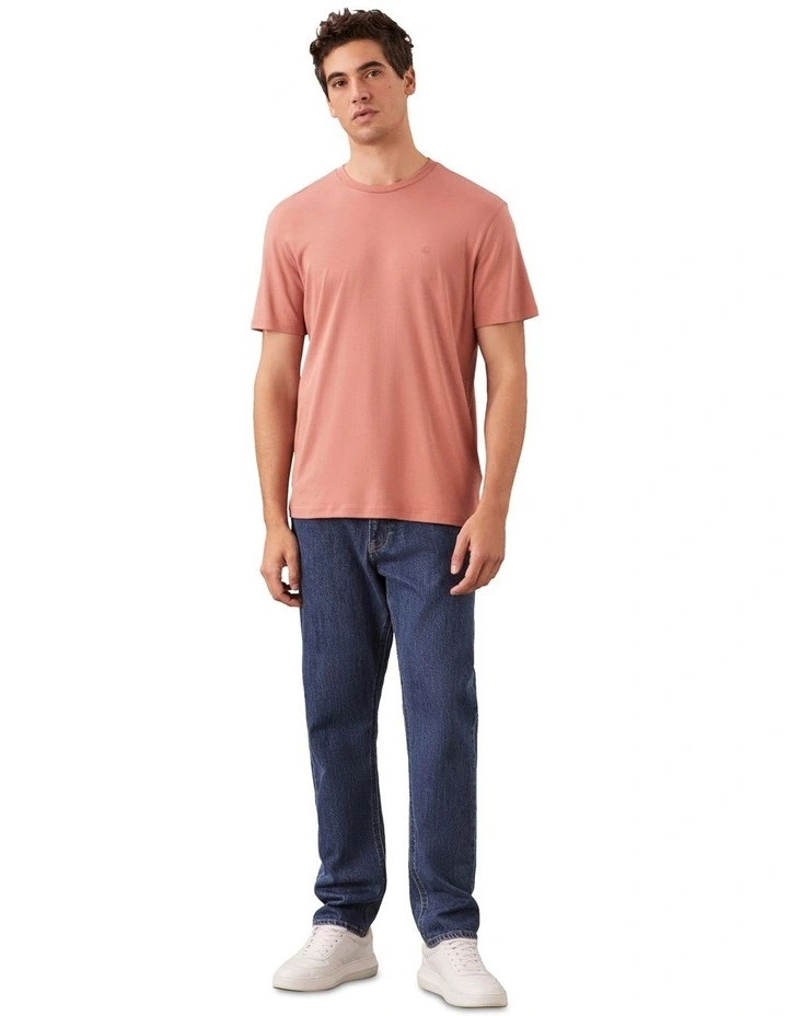Supima Chest Emb Crewneck Tee in Sunset Rose image 4