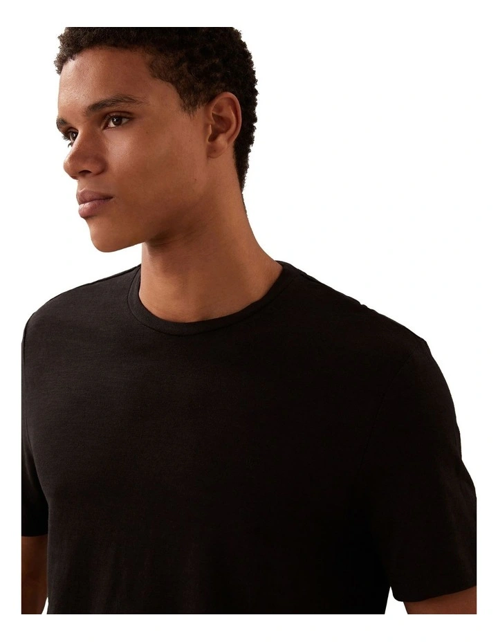 Linen Cotton T-shirt in Ck Black image 3