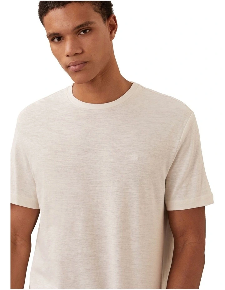 Linen Cotton T-shirt in Tofu image 3