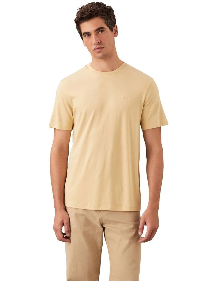 Supima Chest Embroided Crewneck Tee in Yellow image 1