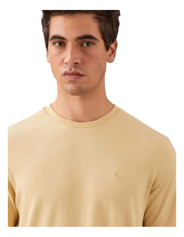 Supima Chest Embroided Crewneck Tee in Yellow image 3