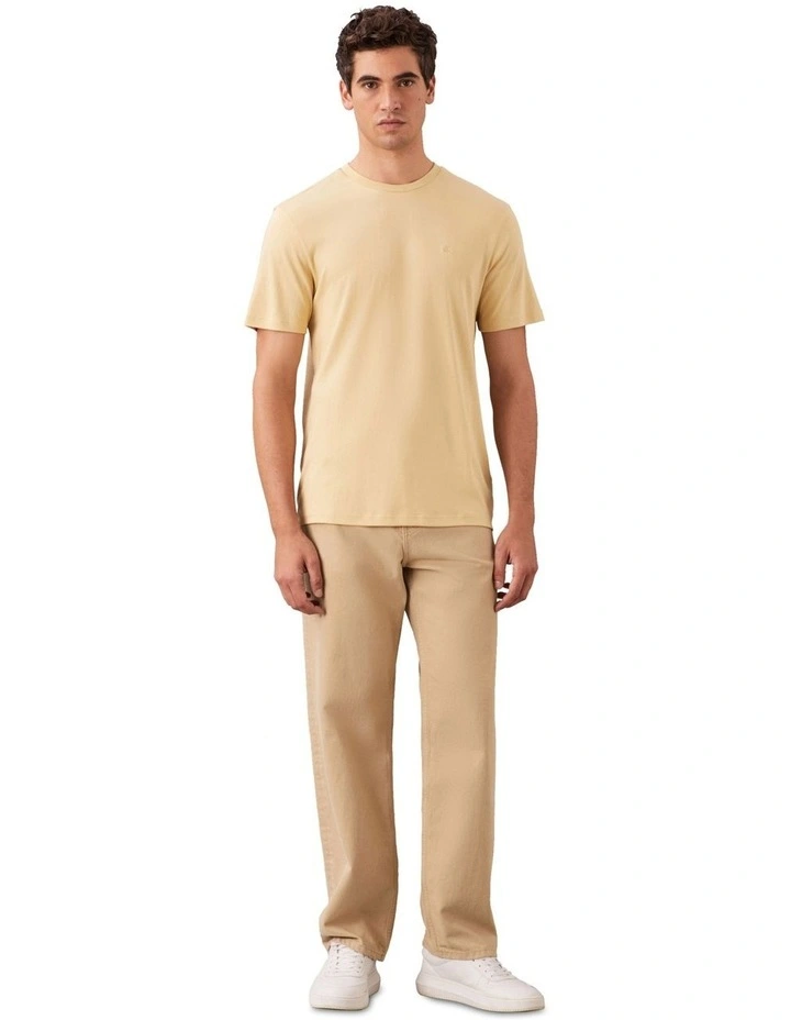 Supima Chest Embroided Crewneck Tee in Yellow image 4