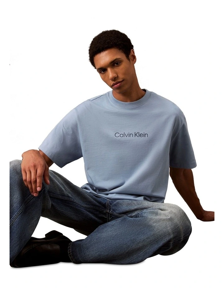 Relaxed Standard Logo Crewnk Tee in Faded Denim image 4