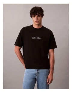 Relaxed Standard Logo Crewnk Tee in Black