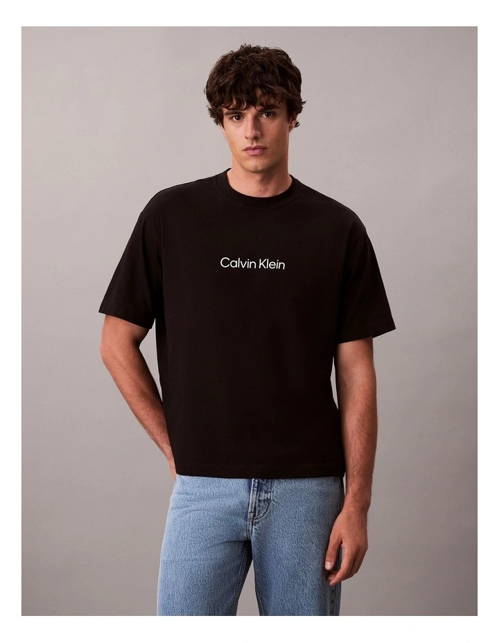 Relaxed Standard Logo Crewnk Tee in Black image 1