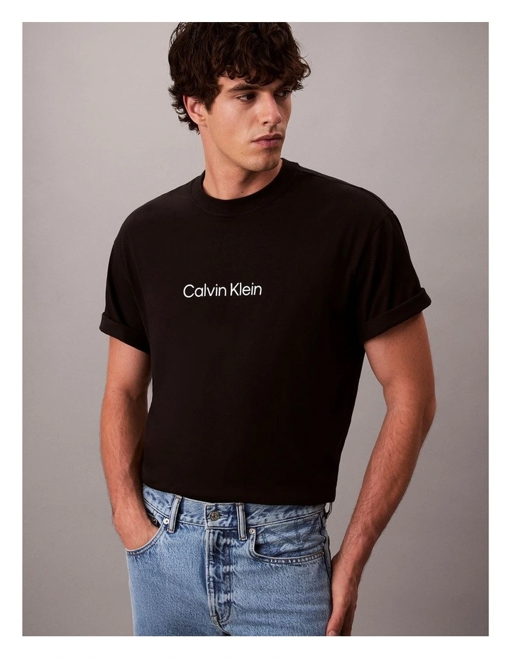 Relaxed Standard Logo Crewnk Tee in Black image 3