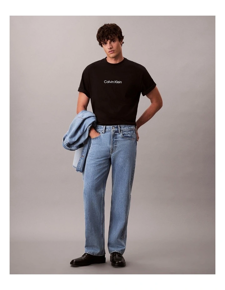 Relaxed Standard Logo Crewnk Tee in Black image 5