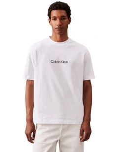 Relaxed Standard Logo Crewnk Tee in Brilliant White
