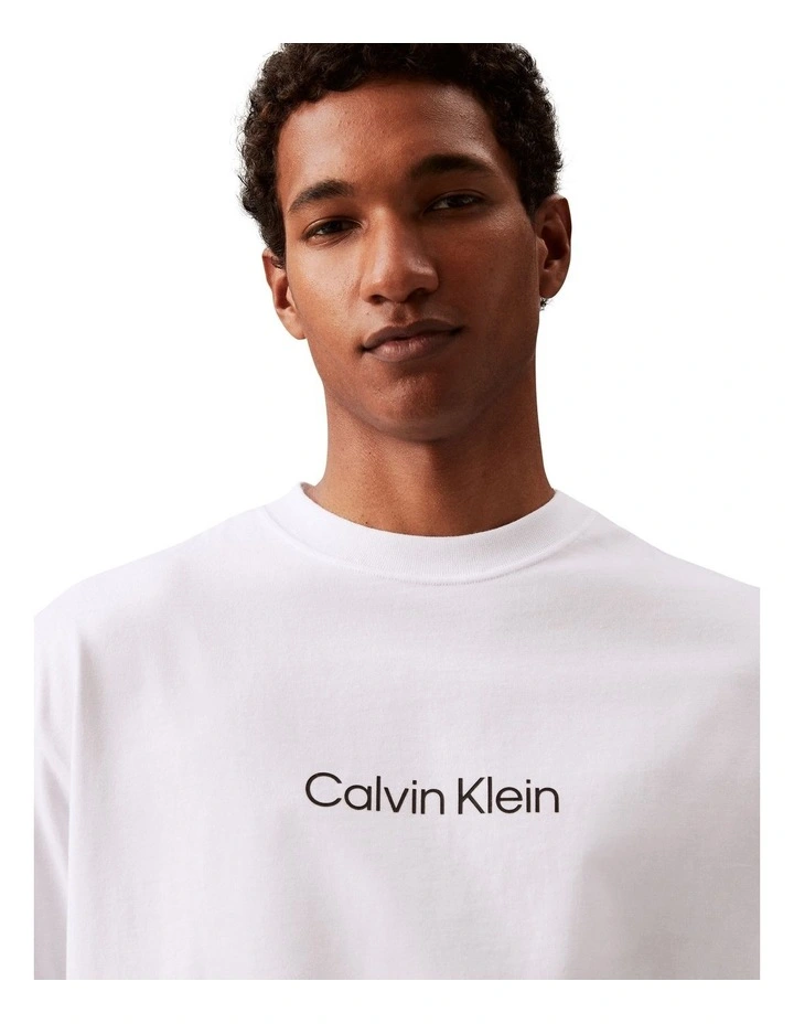 Relaxed Standard Logo Crewnk Tee in Brilliant White image 3