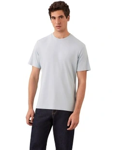 Supima Chest Embroidery Crewneck Tee in Winter Sky