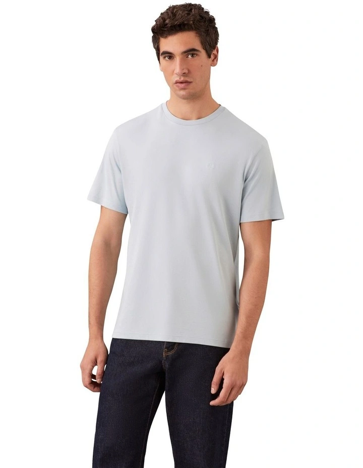 Supima Chest Embroidery Crewneck Tee in Winter Sky image 1