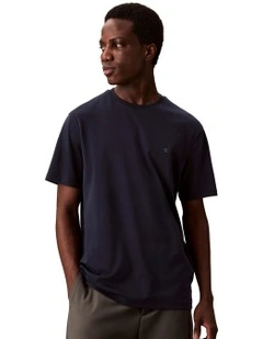 Supima Chest Embroidery Crewneck Tee in Navy
