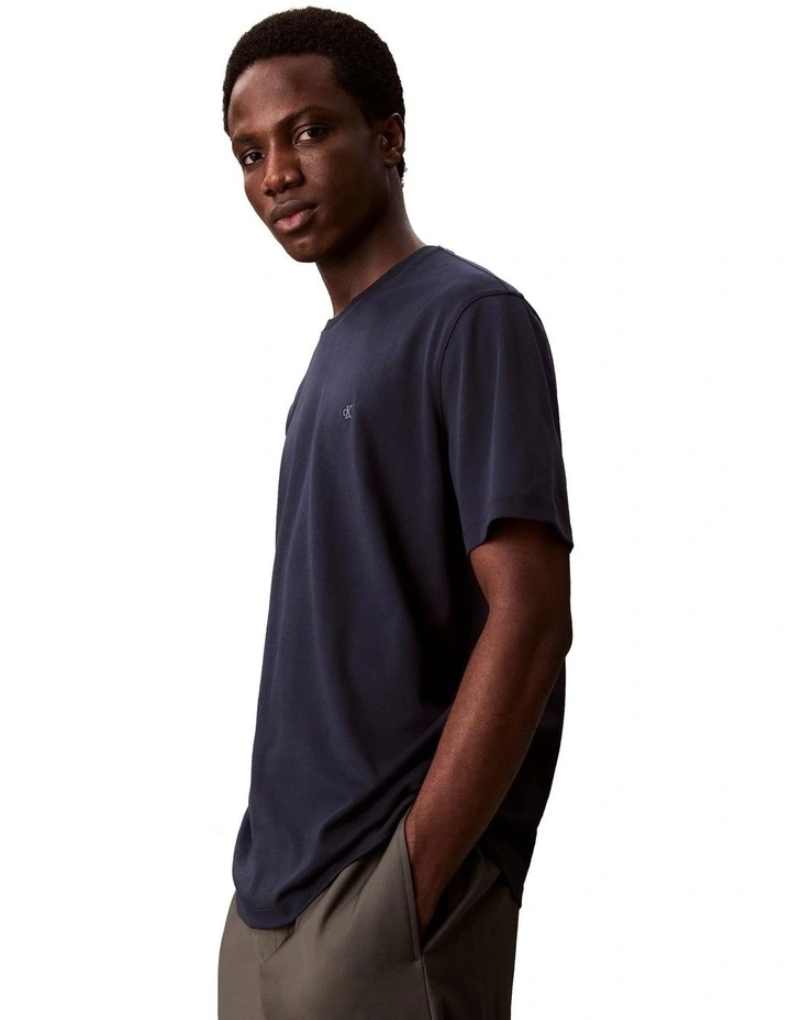 Supima Chest Embroidery Crewneck Tee in Navy image 3