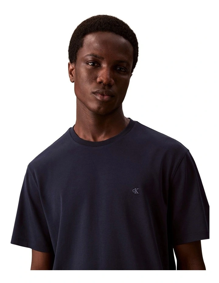 Supima Chest Embroidery Crewneck Tee in Navy image 4