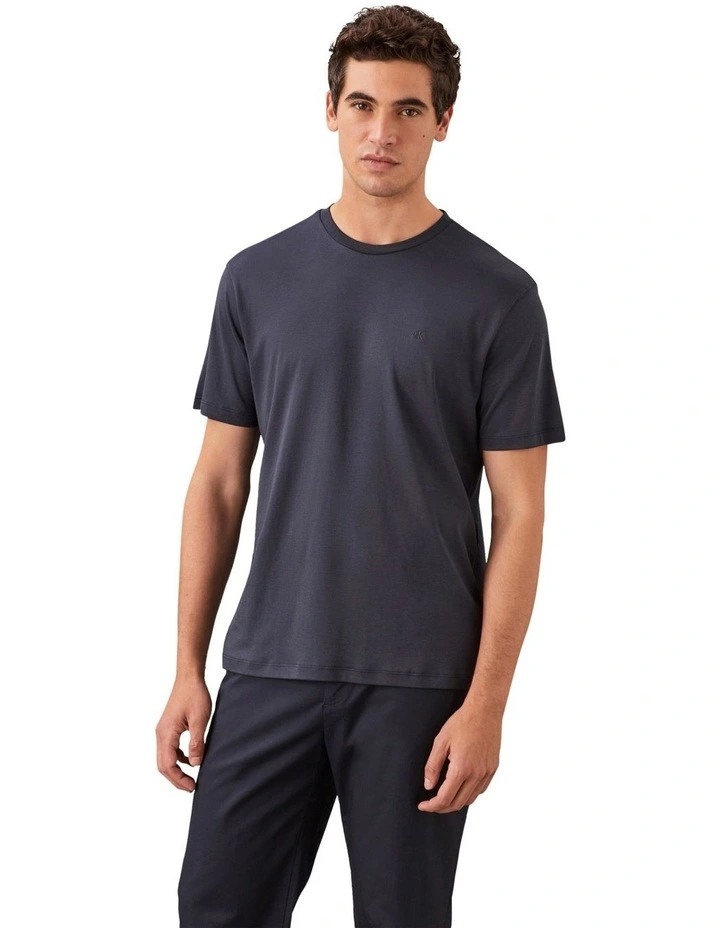 Supima Chest Embroidery Crewneck Tee in Ink image 1