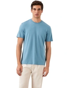 Supima Chest Embroidery Crewneck Tee Blue Steam
