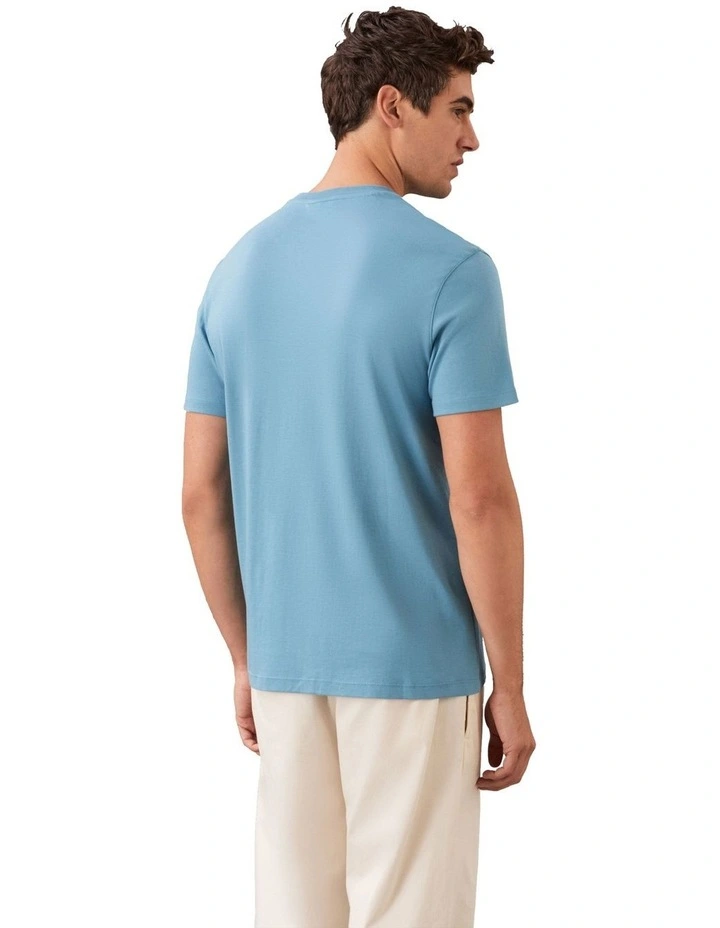 Supima Chest Embroidery Crewneck Tee Blue Steam image 2