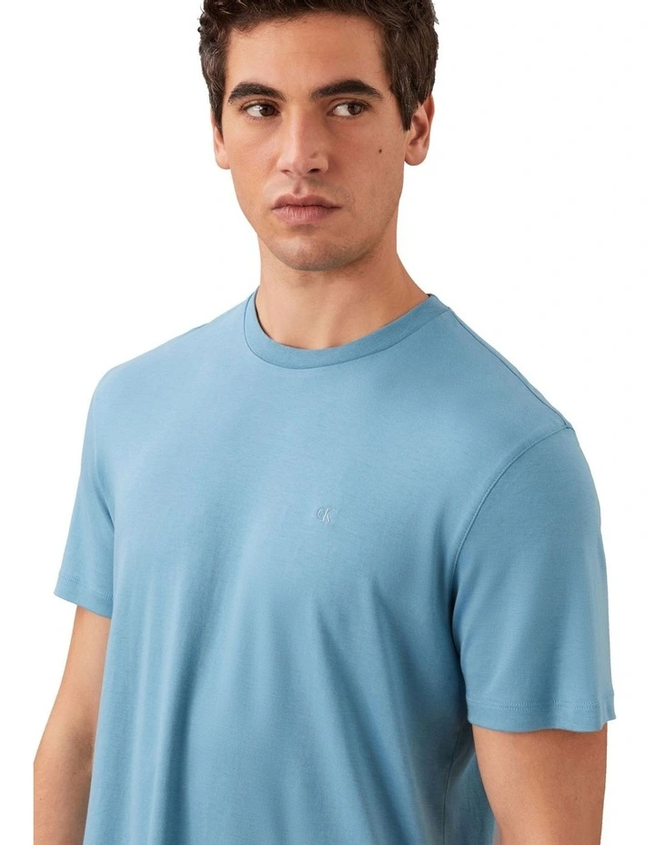 Supima Chest Embroidery Crewneck Tee Blue Steam image 3