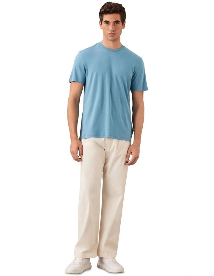 Supima Chest Embroidery Crewneck Tee Blue Steam image 4