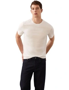 Supima Chest Embroidery Crewneck Tee in Bright White