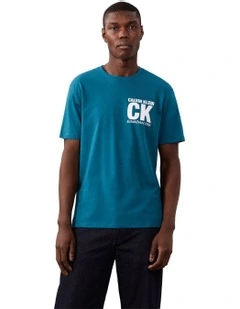 30s Corner Graphic Tee in Teal Marine