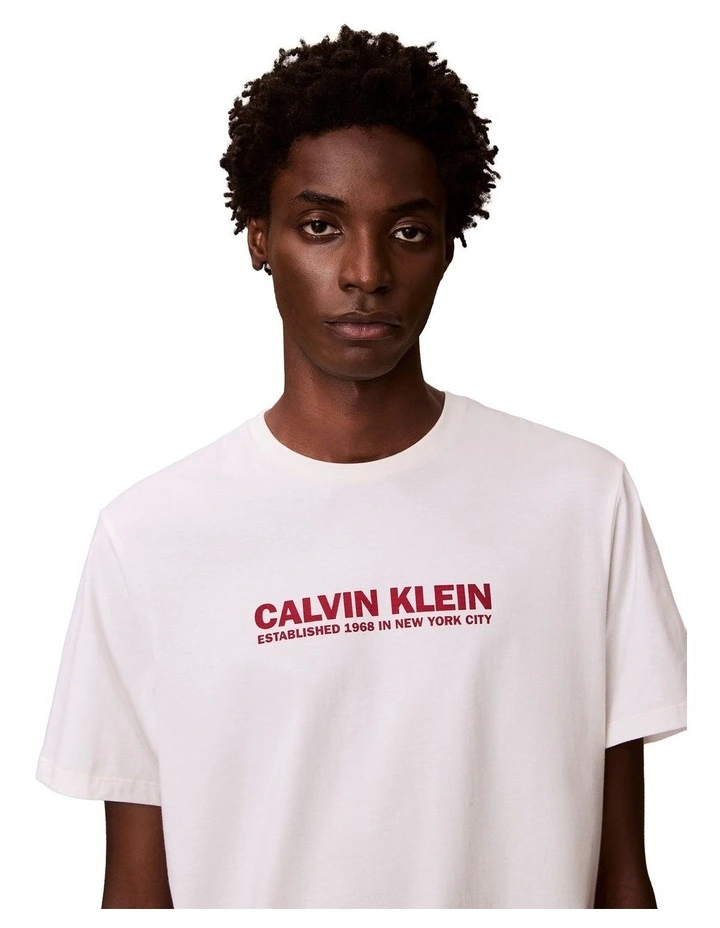 Short Sleeve Logo Graphic Tee in White Greige image 3